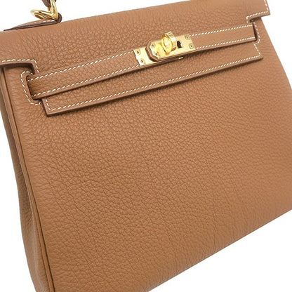 Hermes 2-Way Bag Kelly 25 Inside Sewn Togo Gold Hardware Brown Shoulder K