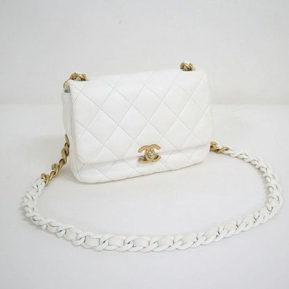 Chanel Quilted 21 Chain Shoulder Bag Small Flap White Lambskin X