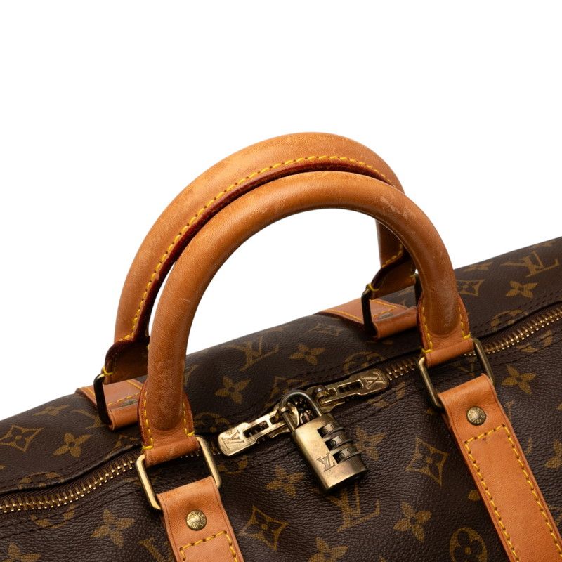 Louis Vuitton Monogram Keepall 55 Boston Bag Travel Bag M41424 Brown PVC