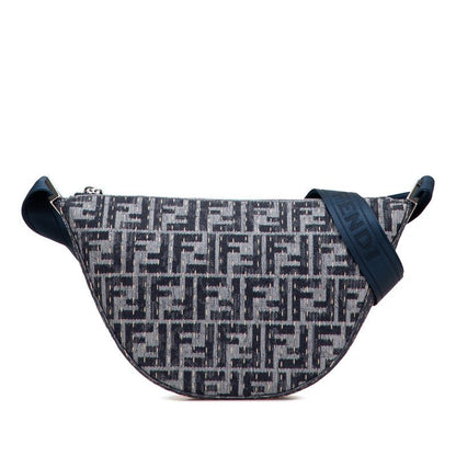 Fendi Zucca Melon Small Crossbody Bag Shoulder Bag 7va635 Grey Navy Canvas
