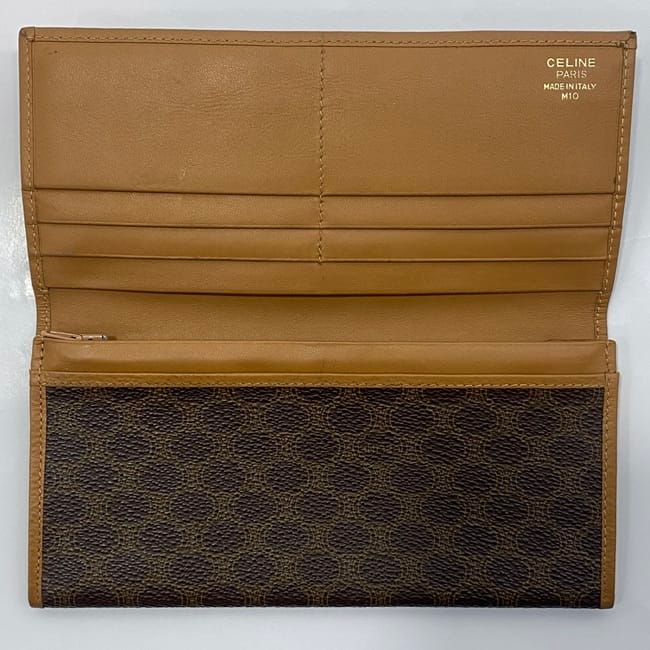 Celine Bifold Long Wallet Brown Macadam Wallet Excellent Condition PVC Leather