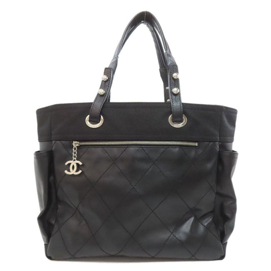 Chanel Paris Biarritz Silver Hardware Tote Bag Calf Women