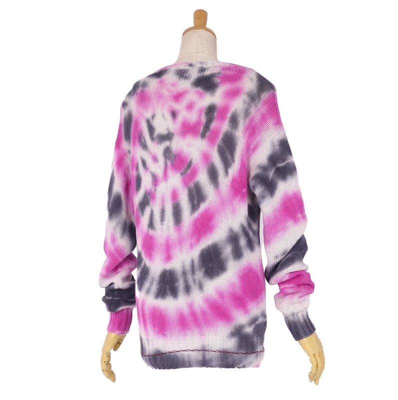 Prada Knit Sweater Long Sleeve Crew Neck Tie-dye Allover Pattern Wool Cashmere