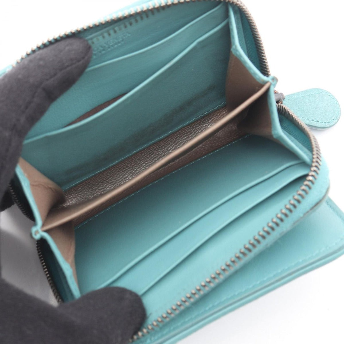 Bottega Veneta Bifold Wallet Intrecciato Light Blue Leather — view 4