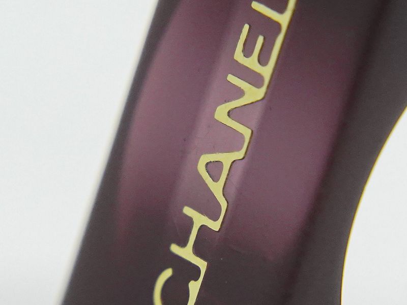 Authentic Chanel Logo Ring No.13.5 Plastic Purple Beige Accessories Jewelry