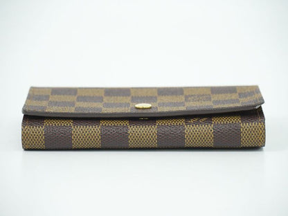 Authentic Louis Vuitton LV Porte Monet Bier Trésor Damier Ebène Fold Wallet