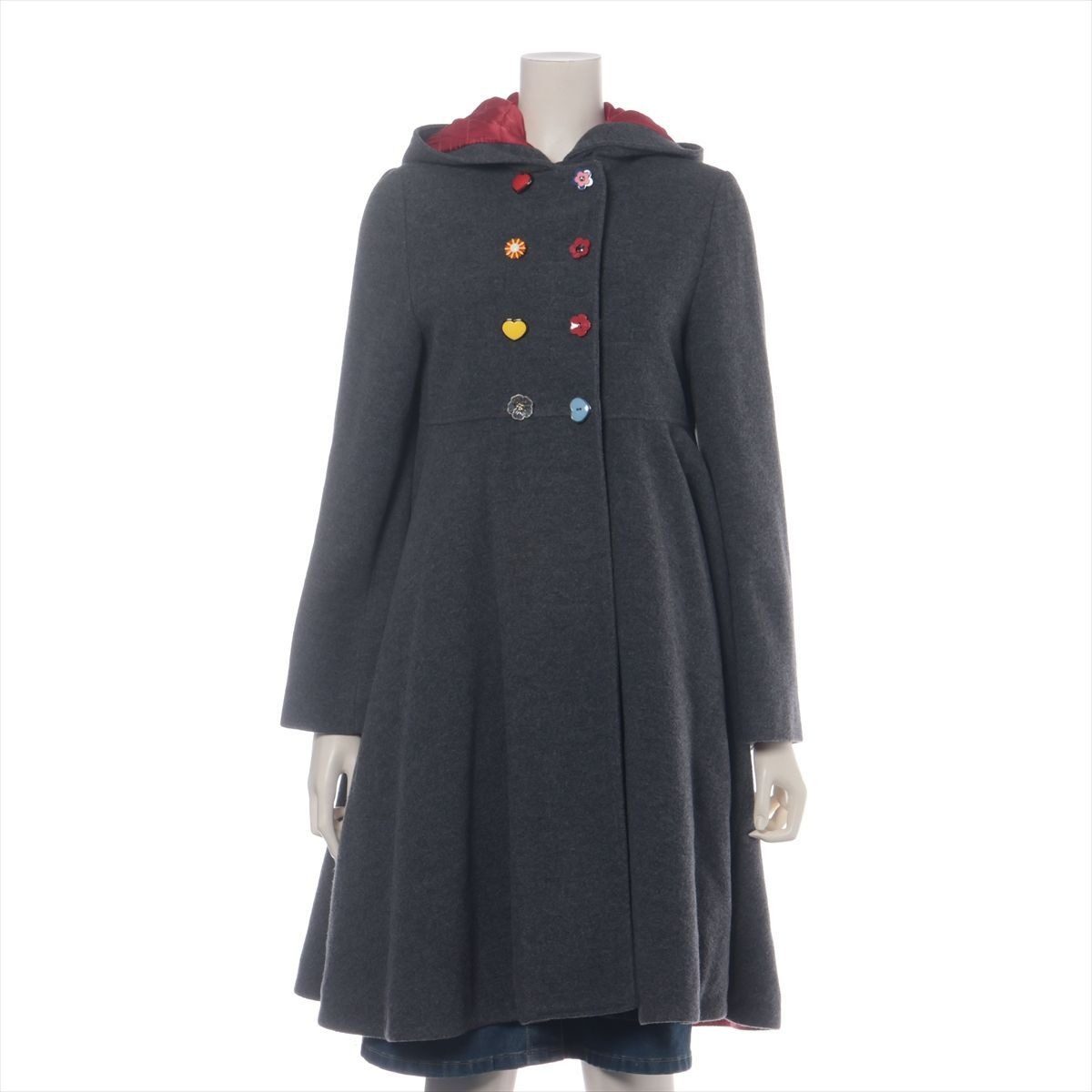 Dolce & Gabbana Heart Flower Button Wool Polyester Long Coat Kids 11 12 Gray