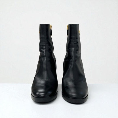 Christian Dior D-town Boots Short Shoes Leather Black Gold Logo