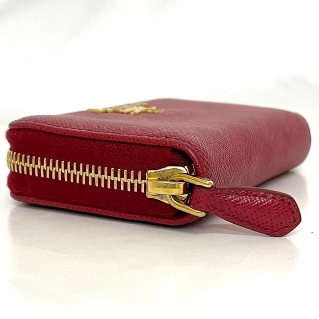 Prada Card Case Red 1ml040 Excellent Condition Saffiano Leather Preowned