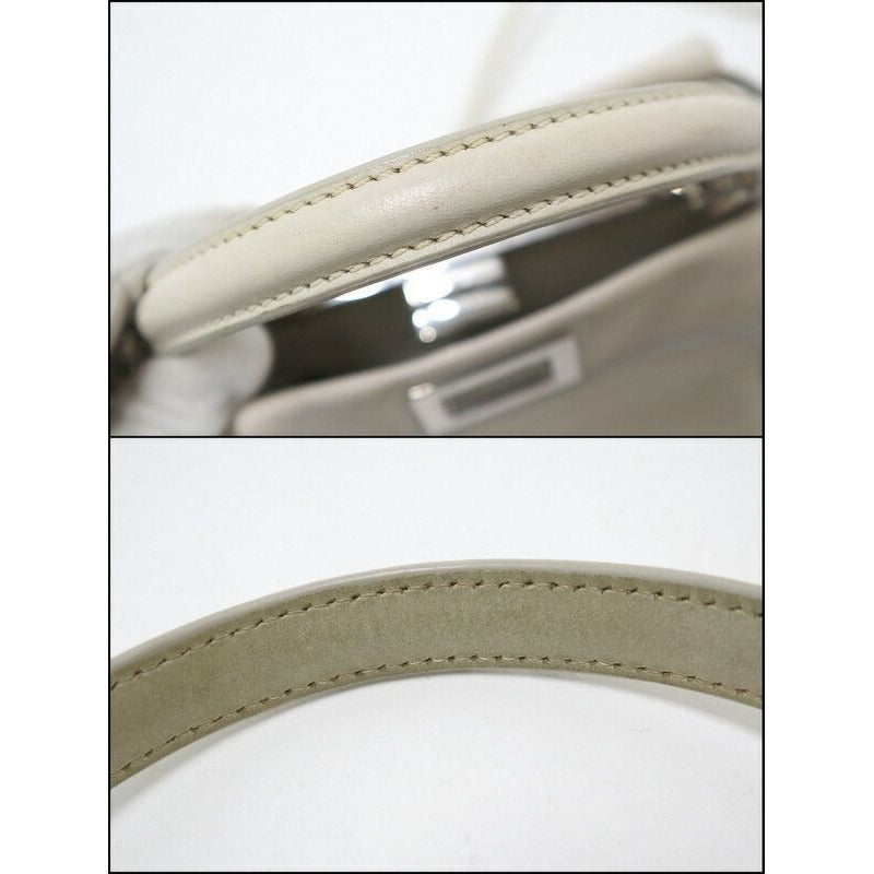 Fendi Peekaboo Mini 2-Way Shoulder Bag White Silver Leather — view 7
