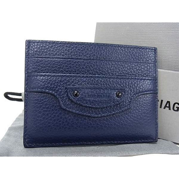 Balenciaga neo-classic Leather Card Case Holder Pass Navy