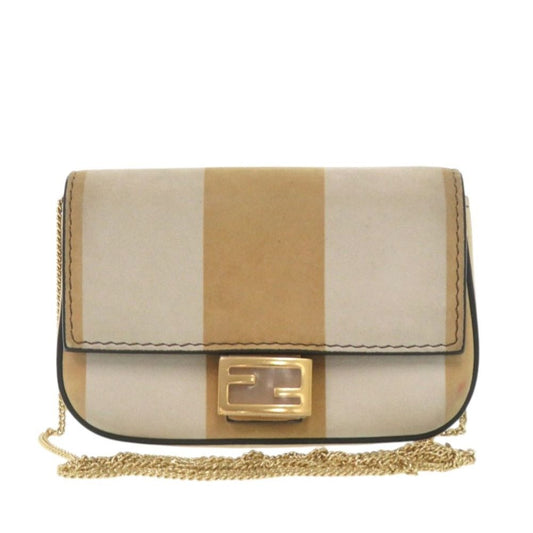 Fendi Nano Bucket Suede Beige Mini Chain Shoulder Bag Charm