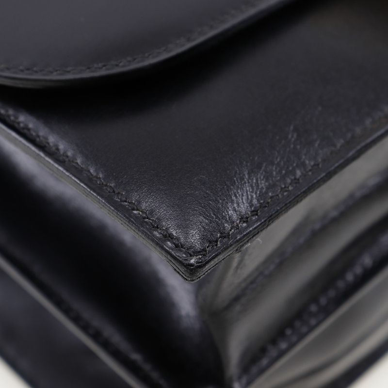 Hermes Chianti One Shoulder Vintage Box Calf Black/gold Hardware Women Shoulder