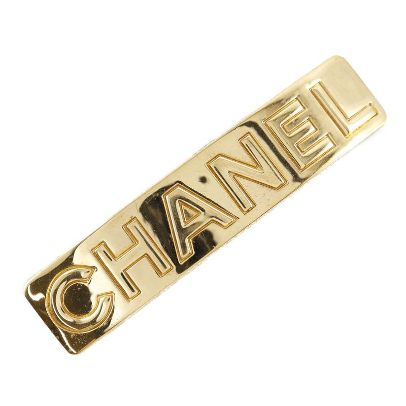 Chanel Logo Vintage Gold Plated Gold 97A Ladies Barrette