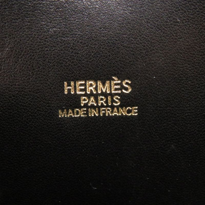 Hermes Bolide 35 Box Calf Black Gold Hardware □C Engraved Handbag Black 1657