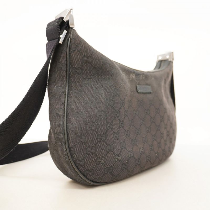 Gucci Shoulder Bag GG Canvas 122790 Canvas Black Silver Hardware Women