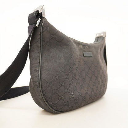 Gucci Shoulder Bag GG Canvas 122790 Canvas Black Silver Hardware Women