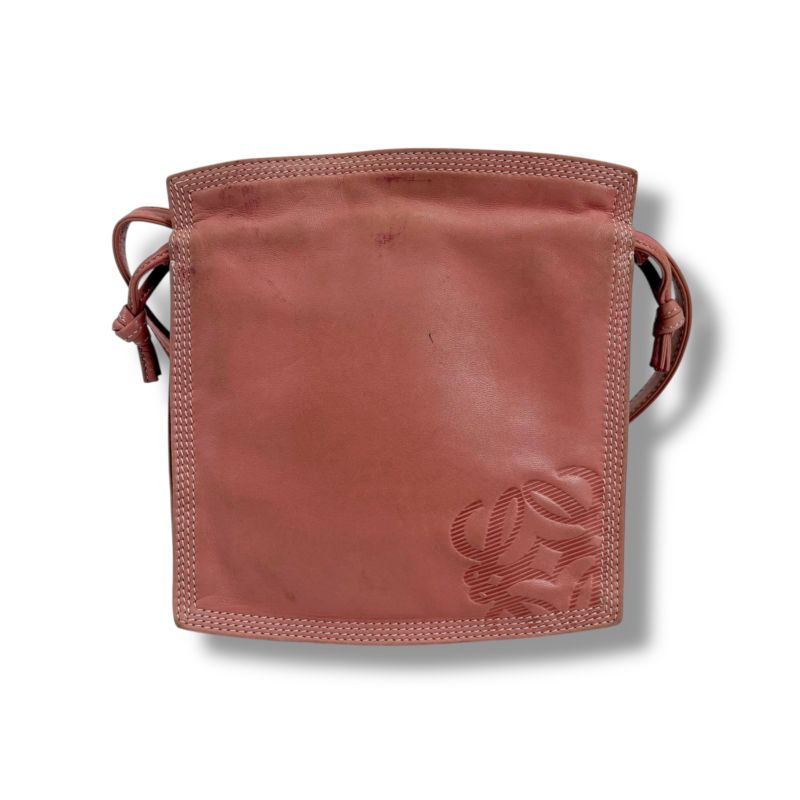 Loewe Mini Shoulder Bag Drawstring Shape Flamenco Pink Nappa Leather Anagram