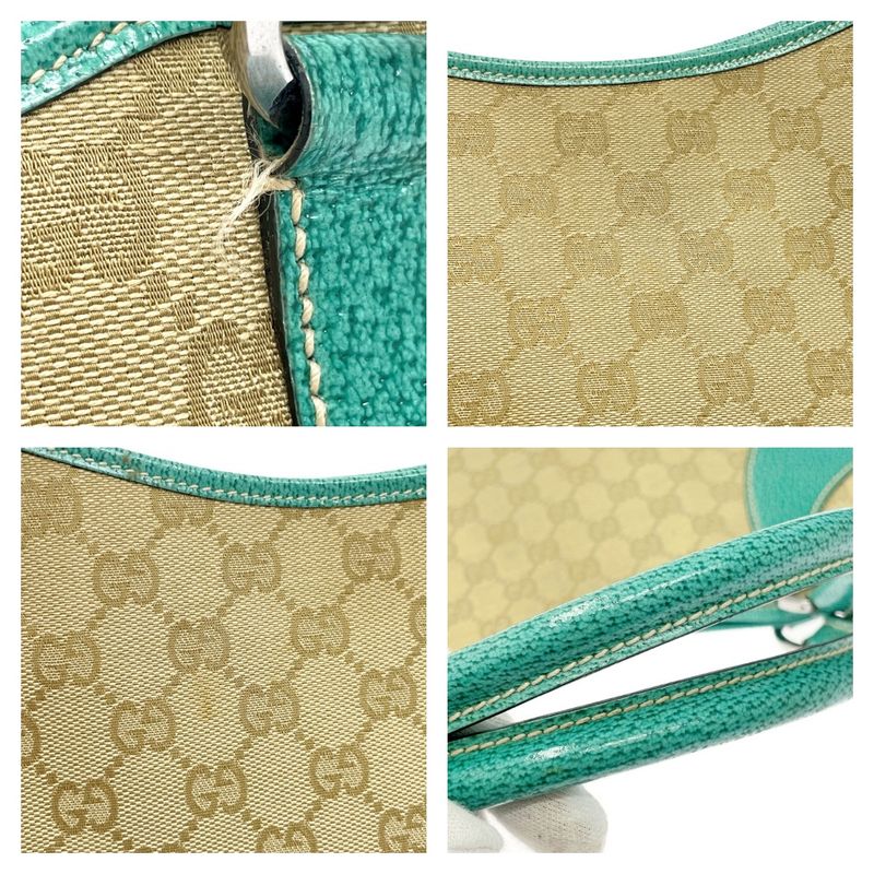 Gucci 113015 and 001013 GG Canvas Tote Bag Beige Green 370296 Tote Bag