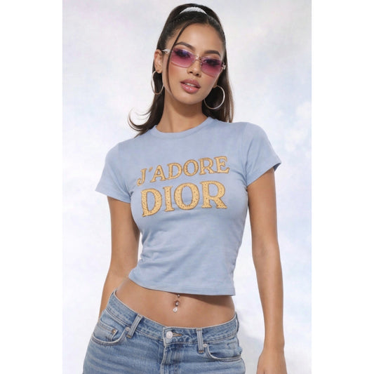 Dior 2003 J'adore Dior Vintage T-Shirt Patch Blue Logo