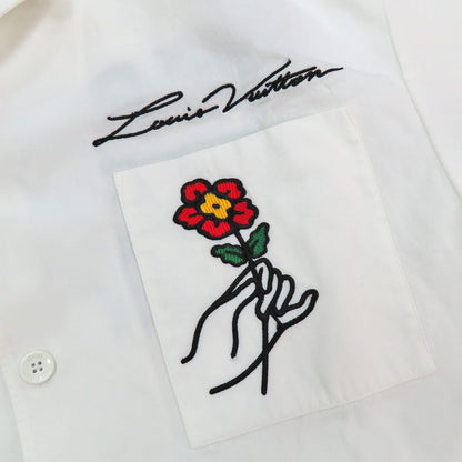 Louis Vuitton Short Sleeve Cotton Shirt 1afjdl S White Flower Pont