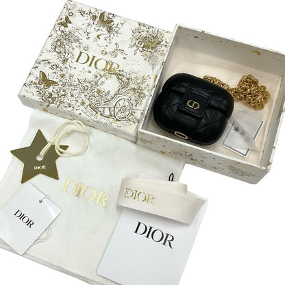 Christian Dior Cannage Black Gold CD Chain Airpods Case