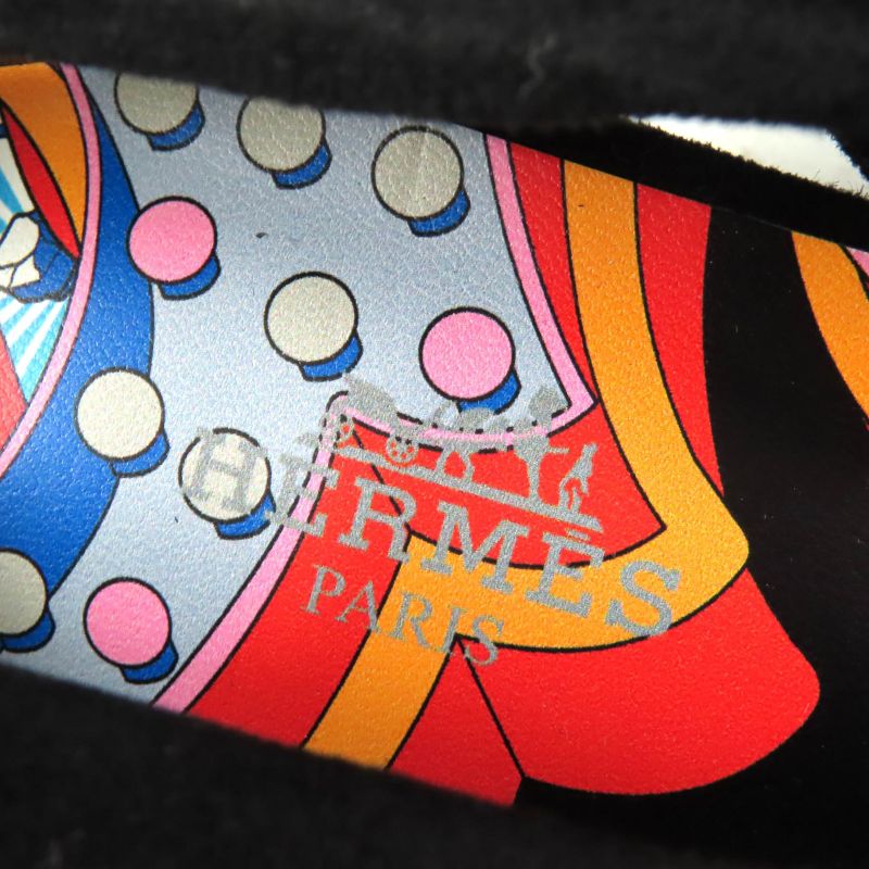 Hermes Eva Ballerina Suede Leather Ribbon Ballet Shoes Flat Pumps Black 37 With