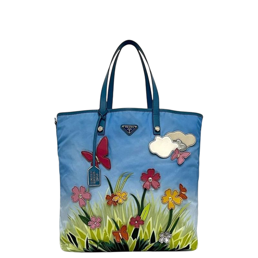 Prada Tote Bag Blue Tessuto 2010 Limited Edition