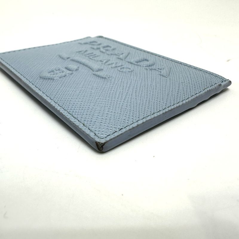 Prada Card Case With Embossed Logo 1mc025 Saffiano Leather Light Blue