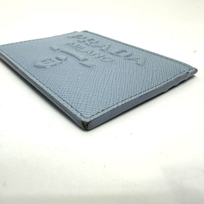 Prada Card Case With Embossed Logo 1mc025 Saffiano Leather Light Blue