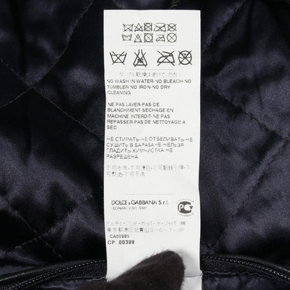 Dolce & Gabbana Leather Jacket 48 Navy Multicolor — view 5