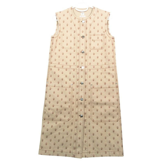 Hermes Collier de Chien Pattern Sleeveless Denim Dress Series Button 34 XS