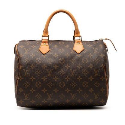 Louis Vuitton Monogram Speedy 30 M41526 Brown PVC Leather Women Louis Vuitton