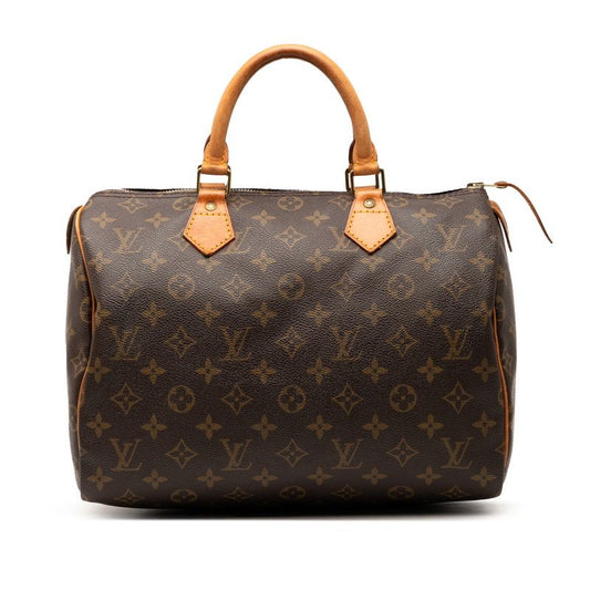 Louis Vuitton Monogram Speedy 30 M41526 Brown PVC Leather Women Louis Vuitton