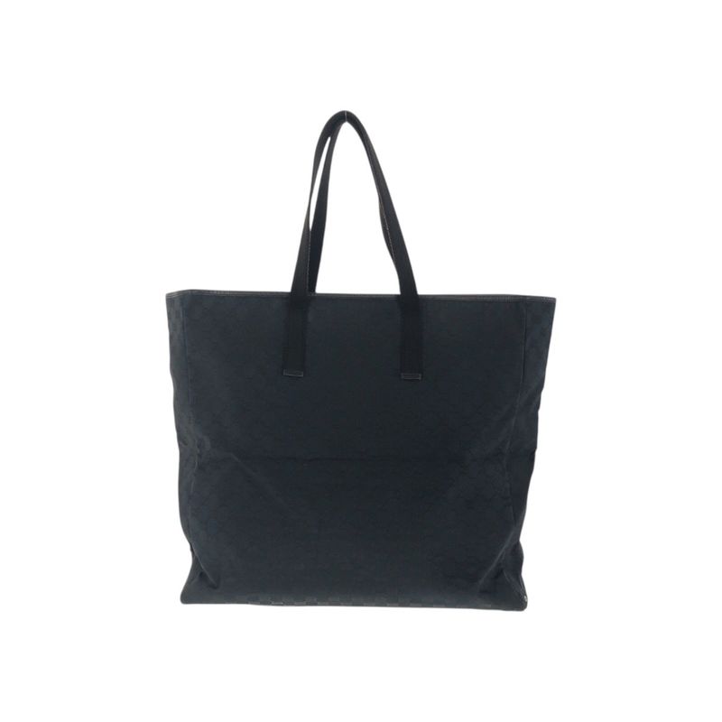 Gucci Black Silver Hardware GG Canvas/leather 90480 Tote Bag Shoulder Bag