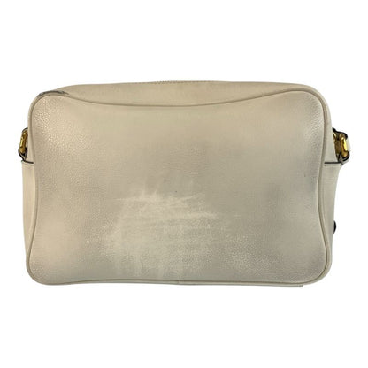 Prada Logo Shape Pressed White Gold Hardware Leather Shoulder Bag Pochette