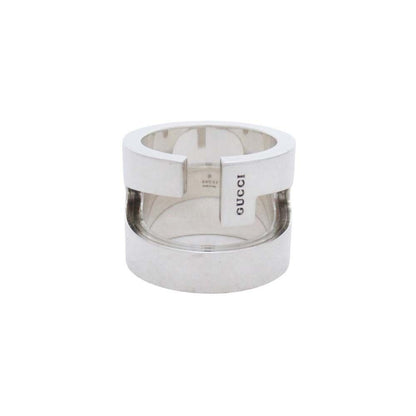 Gucci Cutout Wide Ring Logo Silver