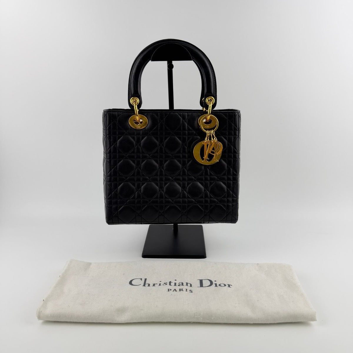 Dior Lady Handbag Black Leather Vintage — view 2
