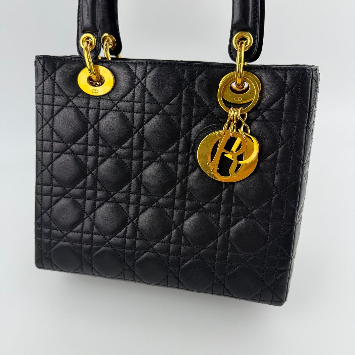 Dior Lady Handbag Black Leather Vintage — view 3