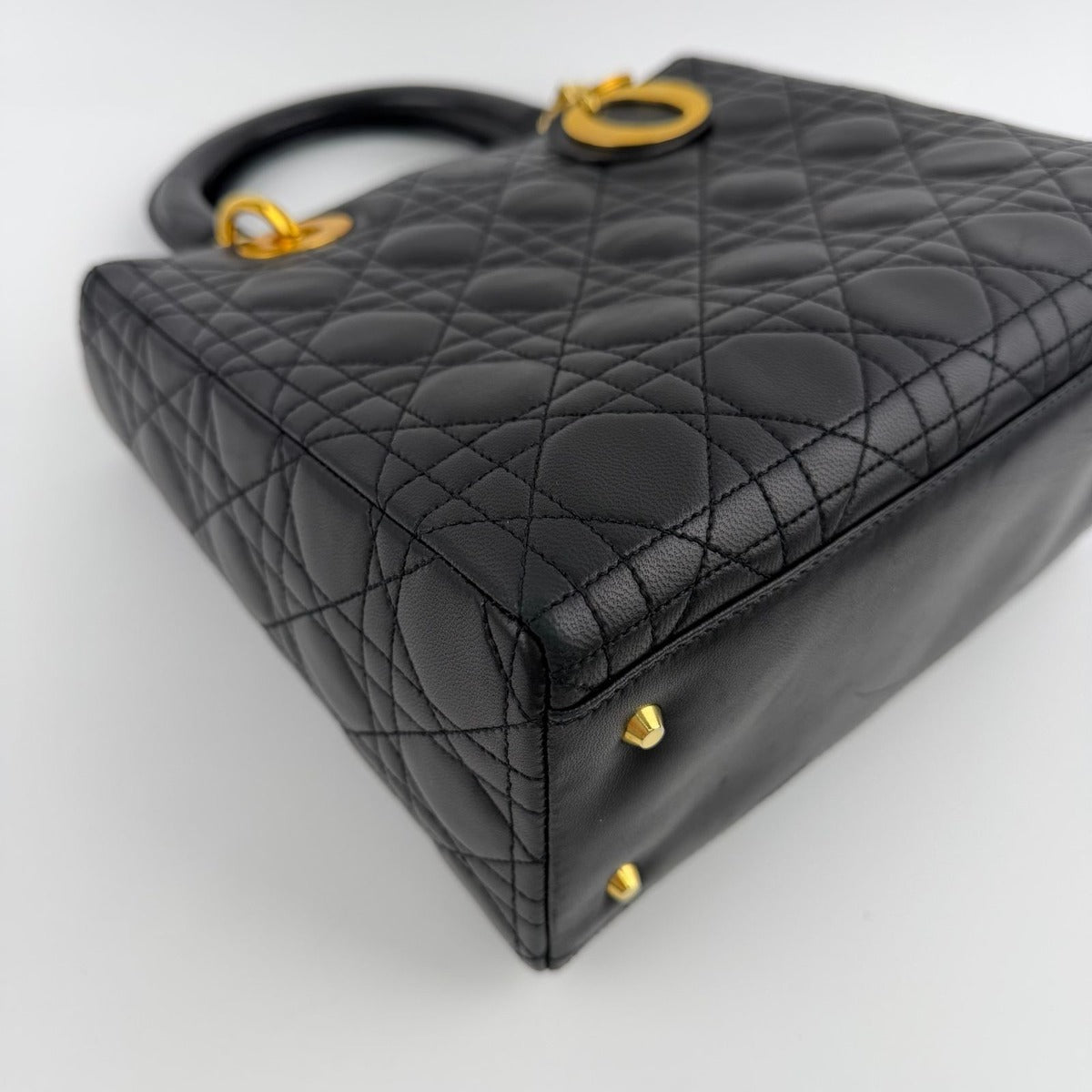 Dior Lady Handbag Black Leather Vintage — view 9
