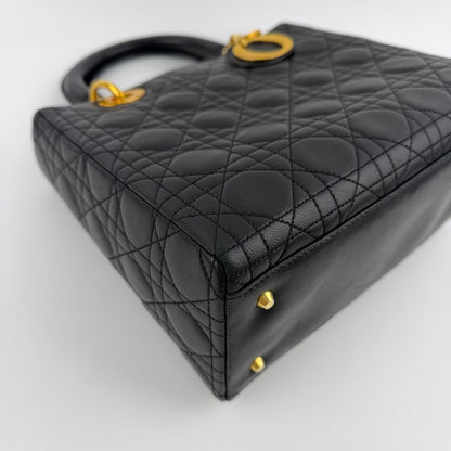 Dior Lady Handbag Black Leather Vintage — view 9