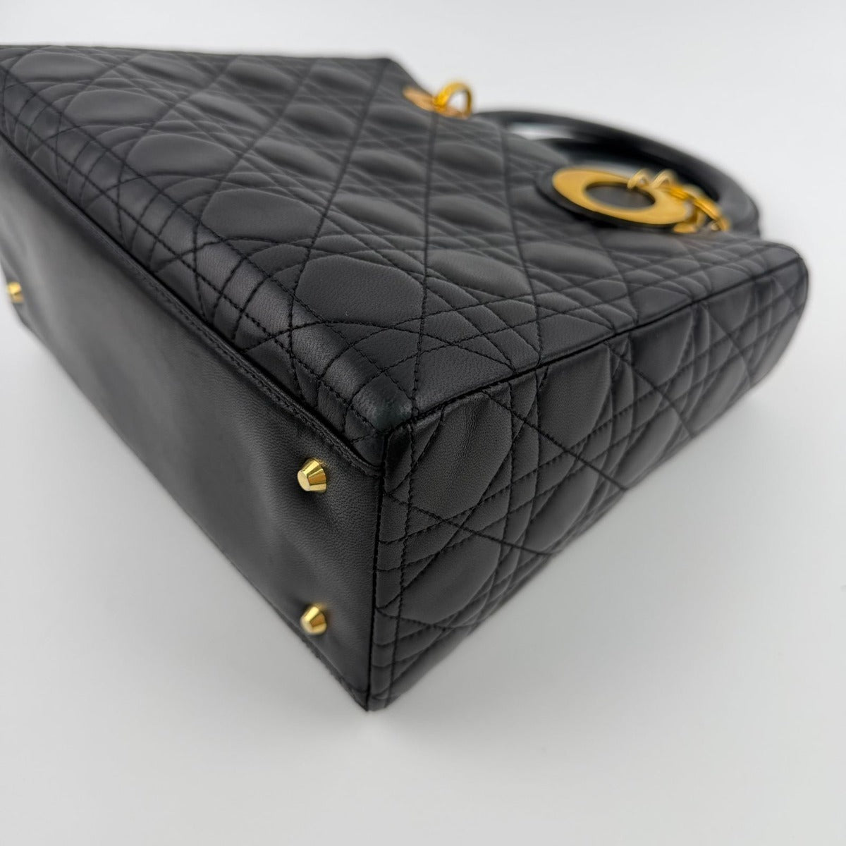 Dior Lady Handbag Black Leather Vintage — view 10