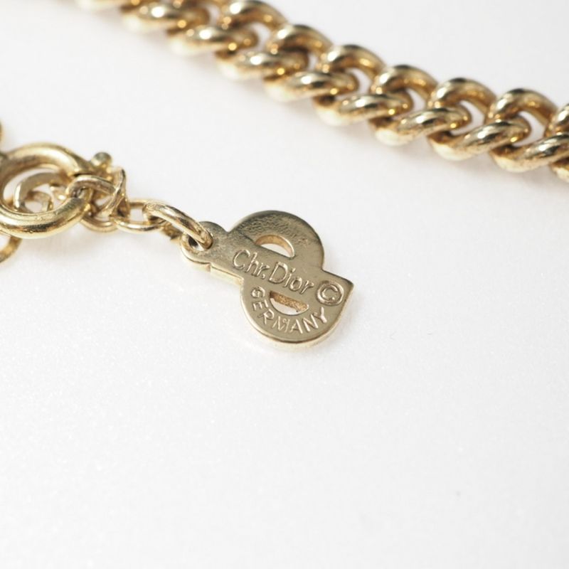 Christian DIOR Vintage Necklace Chain Necklace Rhinestone Pave 20250630 Ra5180