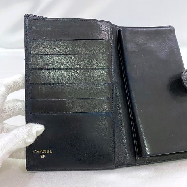 Chanel Fold Over Clasp Long Wallet F22076 Black A13498