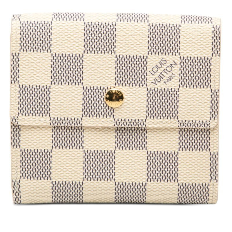 Louis Vuitton Damier Azur Portefeuille Elise White Leather