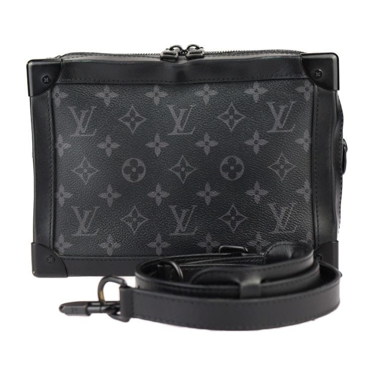 Louis Vuitton Soft Trunk Shoulder Bag Leather Black Monogram Eclipse