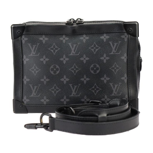Louis Vuitton Soft Trunk Shoulder Bag Leather Black Monogram Eclipse