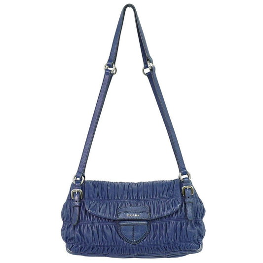Prada Nappa Leather Shoulder Bag Navy