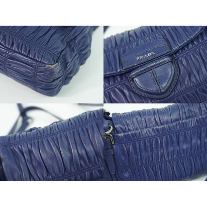 Prada Nappa Leather Shoulder Bag Navy — view 7