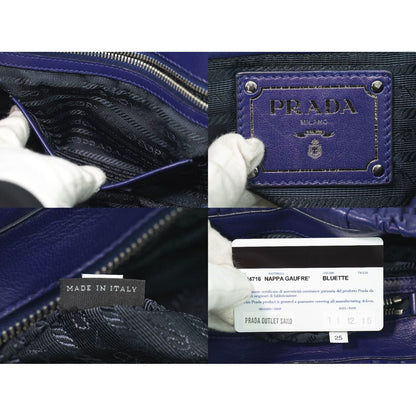 Prada Nappa Leather Shoulder Bag Navy — view 9